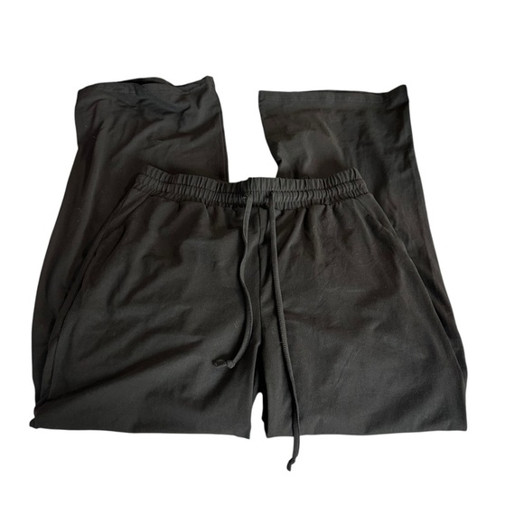 Black Track Pants with Elastic Waistband and Drawstring - Picture 1 of 5